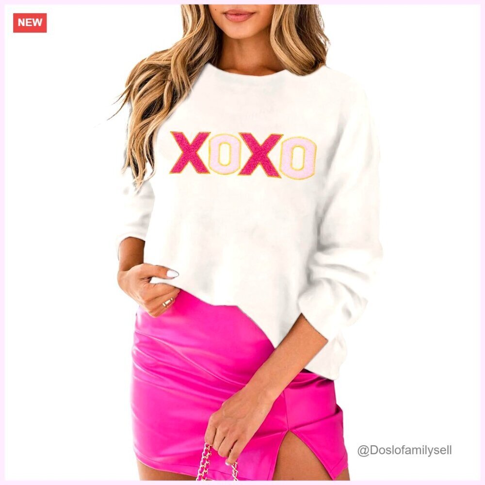 Sequin Letter Pullover Sweater Casual Slogan Long Sleeve Oversized Y2K Chic